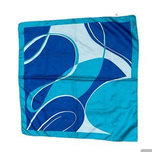 Patricia Lahmy vintage Blue Aqua and White polyester scarf Paris